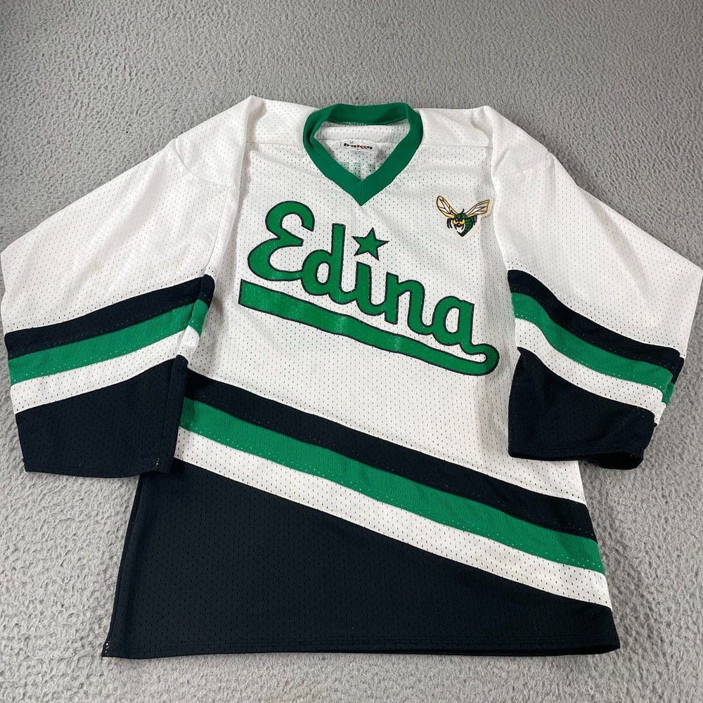 Edina Hornets High School Minnesota Hockey S Jersey MN White Green #23 Rykhus